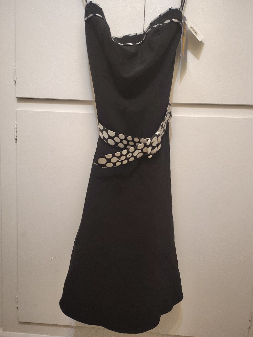 Ruby Rox Strapless Polka Dot Cocktail Dress Juniors 7 NWT Black White Y2K Retro